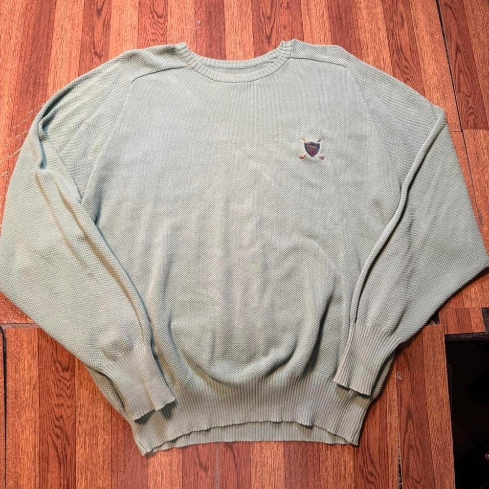 Polo Ralph Lauren Vtg 90's Rare Golf Crest Patch Sweater Fits Medium